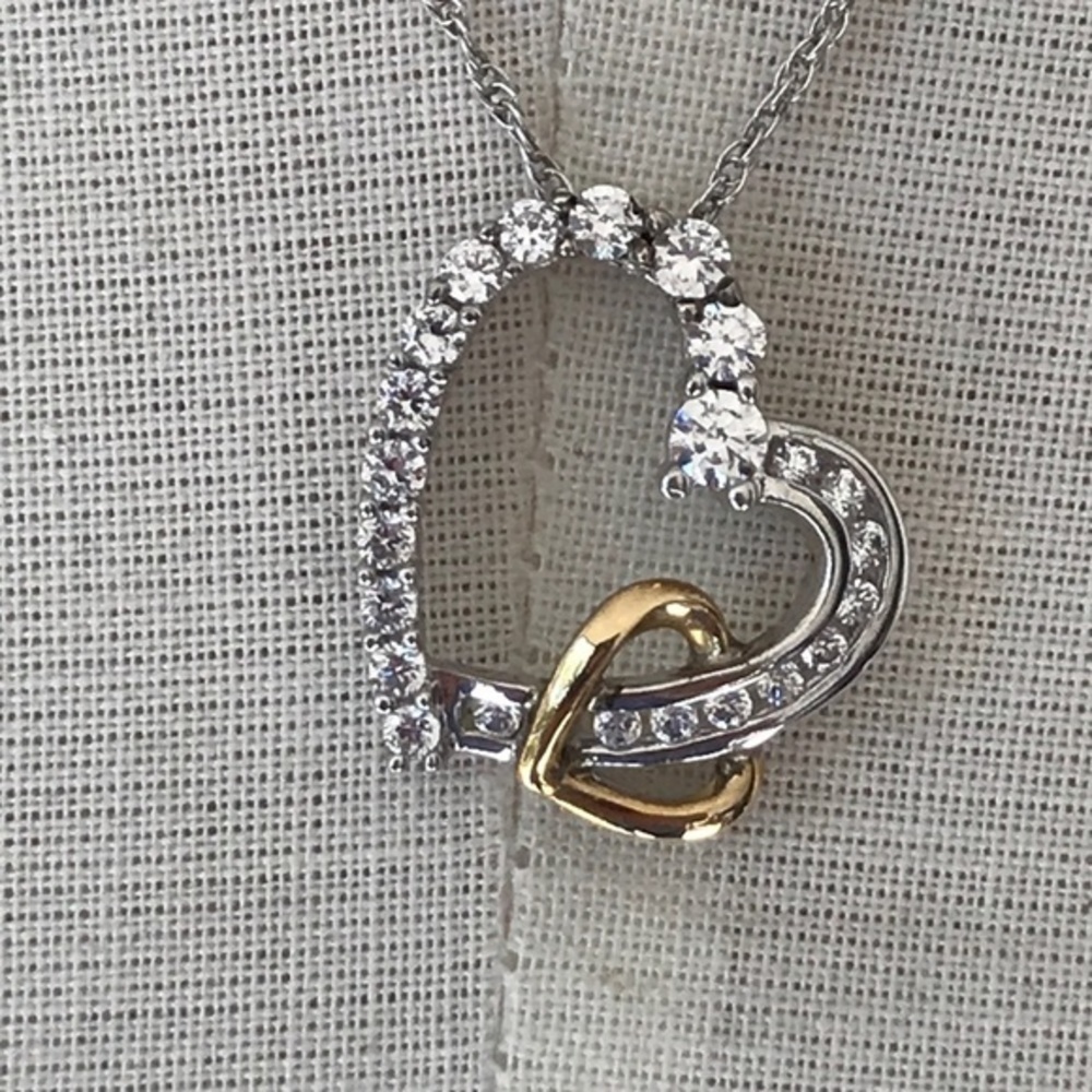 10k‎ real solid gold accent 925 silver necklace​